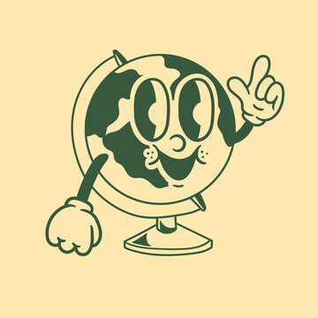 Vintage character design of a globe