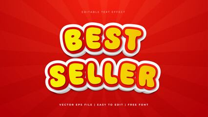 Red and yellow best seller modern editable text effect background