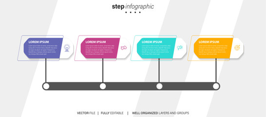 Organizational goals infographic chart design template set. Editable infochart with icons. Instructional graphics with 4 step sequence. Visual data presentation.
