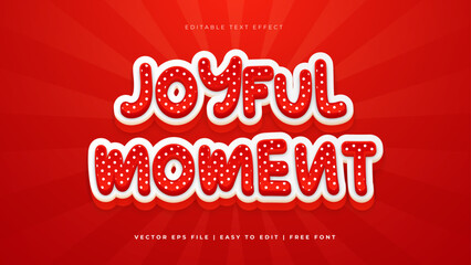 Colorful colourful red white 3d joyful moment modern editable text effect background