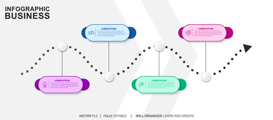 Creative concept for infographic with 4 steps, options, parts or processes. Business data visualization.
