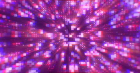 Naklejka premium Abstract blue futuristic hi-tech energy particles dots and squares magical bright glowing background