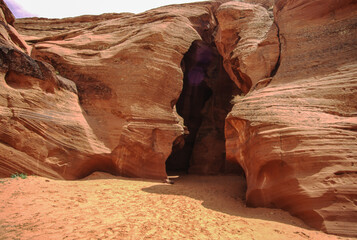 Years of water erosion through sand and limestone produce amazing and beautiful slot canyons in the...