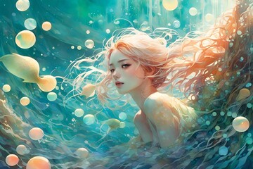 Obraz na płótnie Canvas mermaid in water