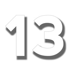 3d silver number 13 thirteen sign symbol on transparent background for design elements