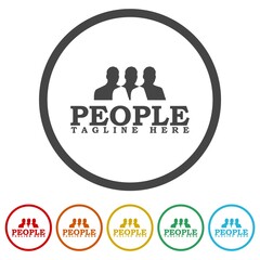 Human resource logo template. Set icons in color circle buttons