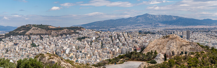 View from Lycabettus Hill viewpoint of the city of Athens Greece.
