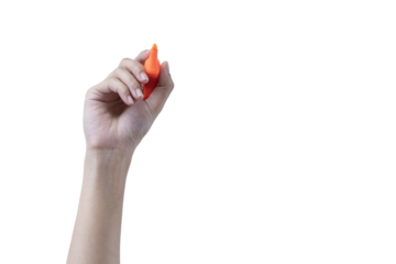 Hand with orange highlights isolated on white background.