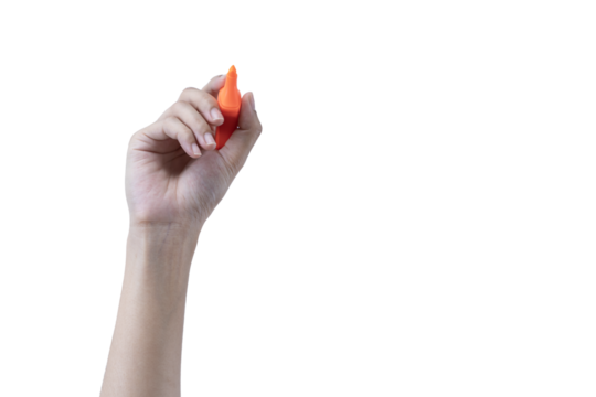 Hand with orange highlights isolated on white background.
