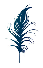 The silhouette of a stylized bird feather.
