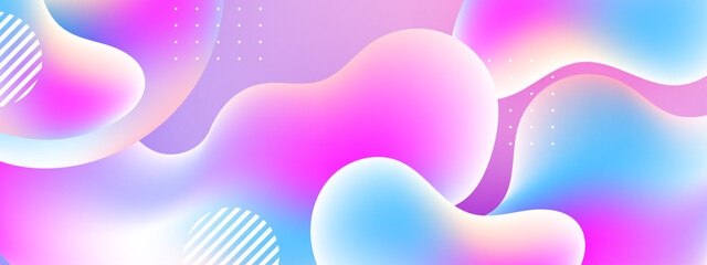 Colorful vibrant neon gradient background with liquid shapes. Morphing colorful blobs. Vector 3d illustration. Abstract 3d background. Liquid colors. Banner or sign design