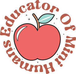 Funny Teacher Sublimation Colorful Design. Back to School Typographic Design on White Background for Printing Business.