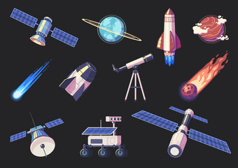 Space Exploration Cartoon Set © Macrovector