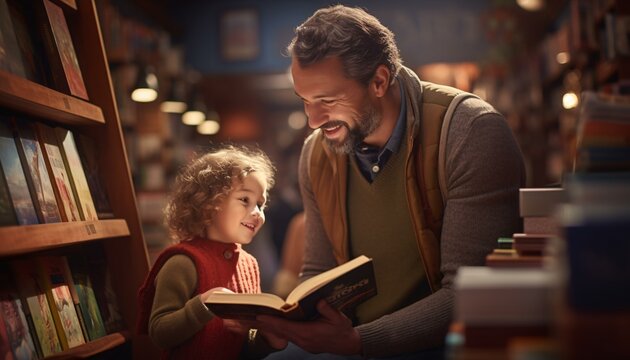 Photo of a man reading a book to a little girl, fostering a love for reading and learning