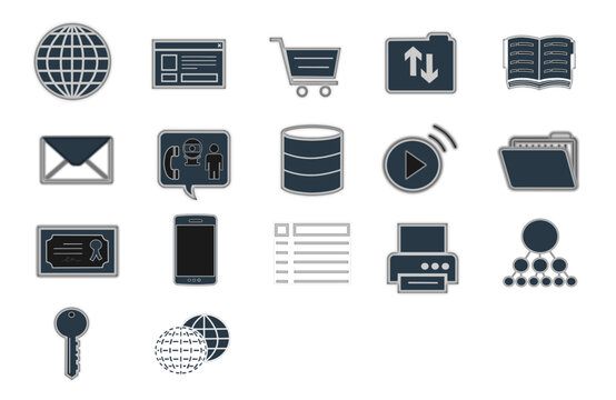 Server related line icon set. Hosting and Network vector icons.  User Interface and web page linear vector icons.