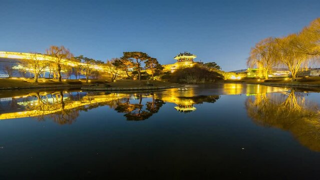 Time lapse 4K, Janganmun Gate of Hwaseong Fortress in Suwon,South Korea