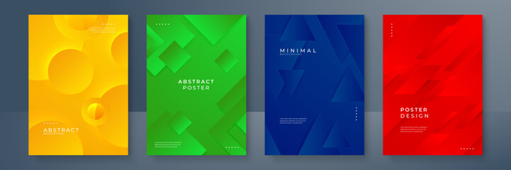 Portfolio geometric design vector set. Abstract blue liquid graphic gradient circle shape on cover book presentation. Minimal brochure layout and modern report business flyers poster template.