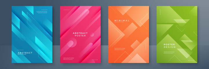 Portfolio geometric design vector set. Abstract blue liquid graphic gradient circle shape on cover book presentation. Minimal brochure layout and modern report business flyers poster template.