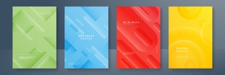 Collection of modern design poster flyer brochure cover layout template with gradient geometric graphic elements and space for photo background