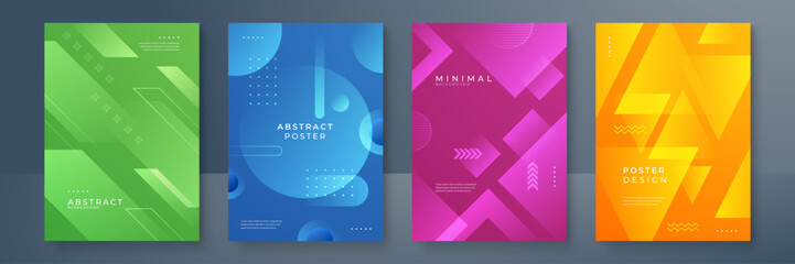 Abstract trendy gradient flowing geometric pattern background texture for poster cover design. Minimal color gradient banner template. Modern vector wave shape for brochure