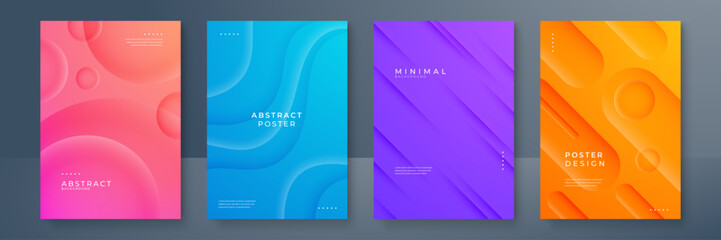 Abstract trendy gradient flowing geometric pattern background texture for poster cover design. Minimal color gradient banner template. Modern vector wave shape for brochure