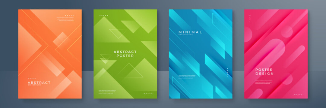 Portfolio Geometric Design Vector Set. Abstract Blue Liquid Graphic Gradient Circle Shape On Cover Book Presentation. Minimal Brochure Layout And Modern Report Business Flyers Poster Template.