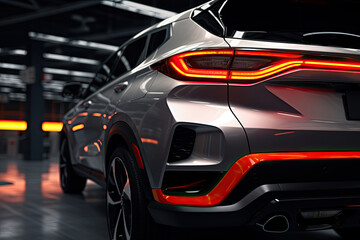 Obraz premium Underneath Angle View of Car's Rear Headlight..