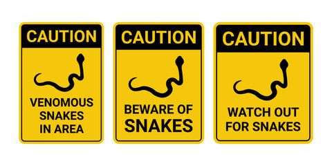 Caution Snakes Sign Collection Vector
