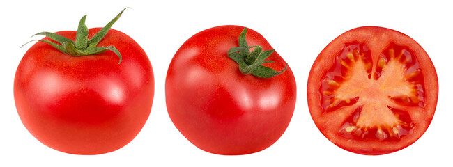 Set of ripe tomatos isolated on transparent background.
