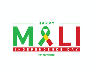 Happy Mali Independence day, Mali Independence day, Mali Ribbon Flag, Mali, 22nd September, 22 September, Independence Day, National Day, National Flag, Ribbon Flag