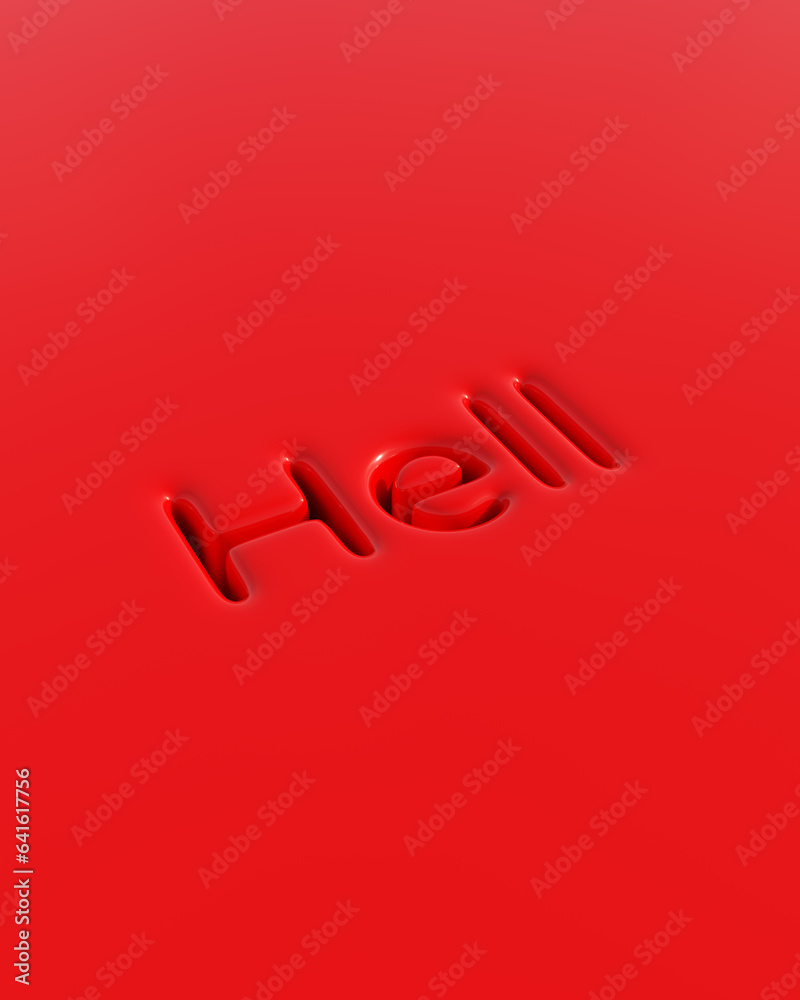 Fototapete red hell typography typescript soft round depressed shiny plastic stylish funky bright vivid red bac