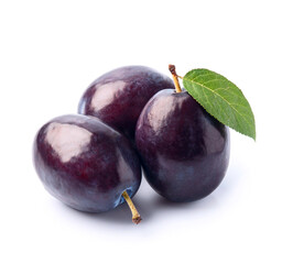 Sweet plums with leaves