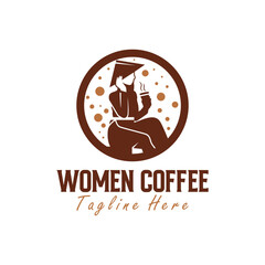 coffee woman vector illustration logo