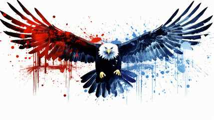 Usa grunge flag in the form of a silhouette of a flying eagle