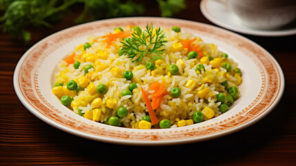 Vegetable rice with corn and peas