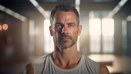 Obraz premium A confident man posing in a tank top for the camera