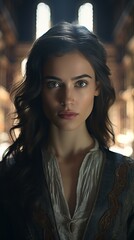 A woman with long hair wearing a coat