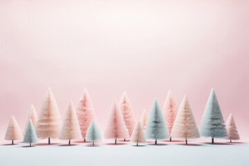 Christmas trees in soft pastel colors style background