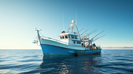 the modern fishing boat on the ocean