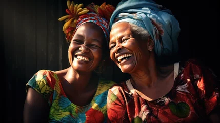Foto op Plexiglas Two black women friendship smiling © EmmaStock