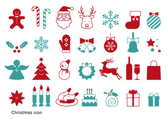 クリスマスのイラスト素材セット アイコン ベクター 12月白背景