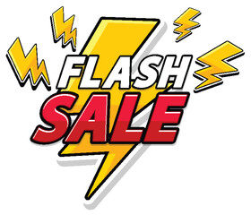 Flash Sale Icon Banner with Yellow Lightning Sign