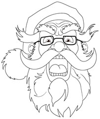 Angry Old Man with Beard and Mustache