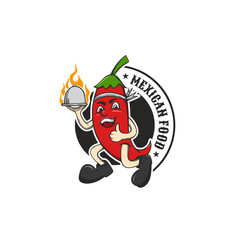 Pepper chili icon logo mascot cartoon vintage hand drawn vector illustration