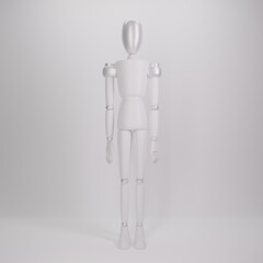 Android Standing on White Background , 3D Render