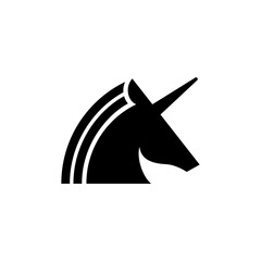 unicorn, imaginary animal, black silhouette vector icon symbol, design