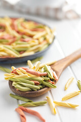 Fusilli pugliesi. Italian twisted pasta.