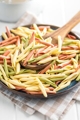 Fusilli pugliesi. Italian twisted pasta on plate.