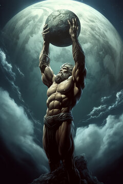 Atlas God. Mythical image