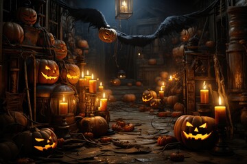 halloween pumpkin in the graveyard